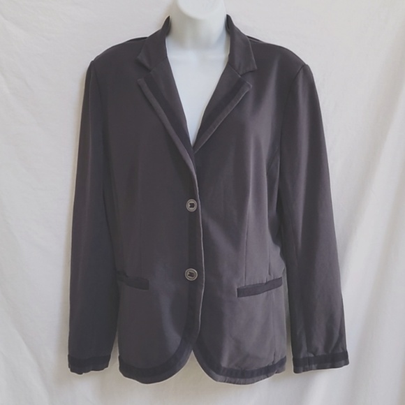 Lafayette 148 New York Gray Cotton Blend Blazer Jacket L - Picture 1 of 4